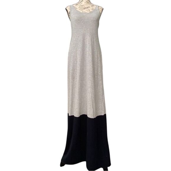 Vince Colorblock Gray Navy Scoop Neck Maxi Dress in Size Medium - Picture 3 of 10